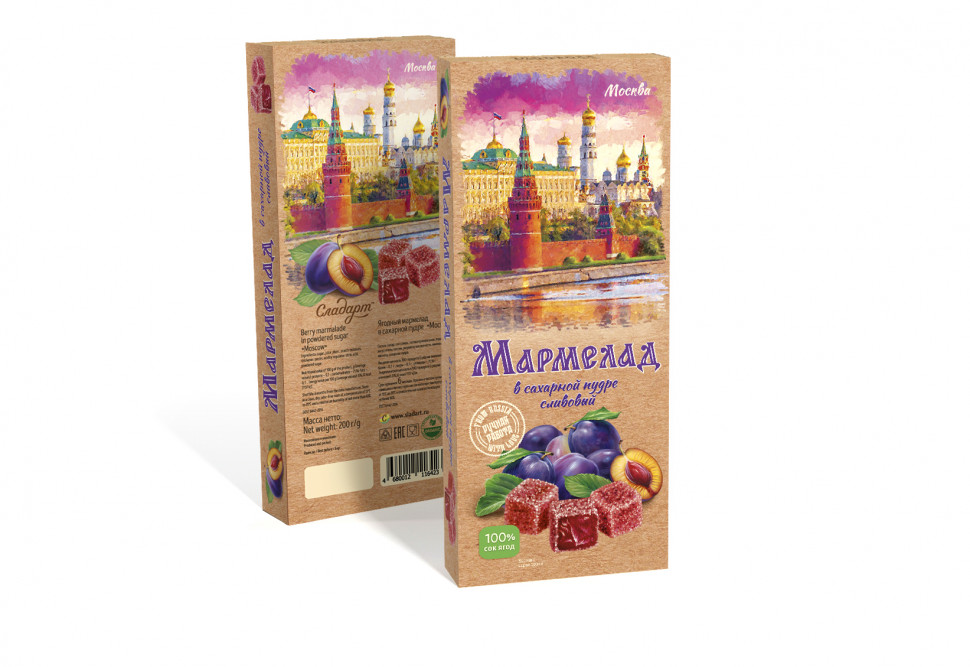  Сладарт Мармелад Сливовый МОСКВА в сахарной пудре (642), 200г   в Тобольске