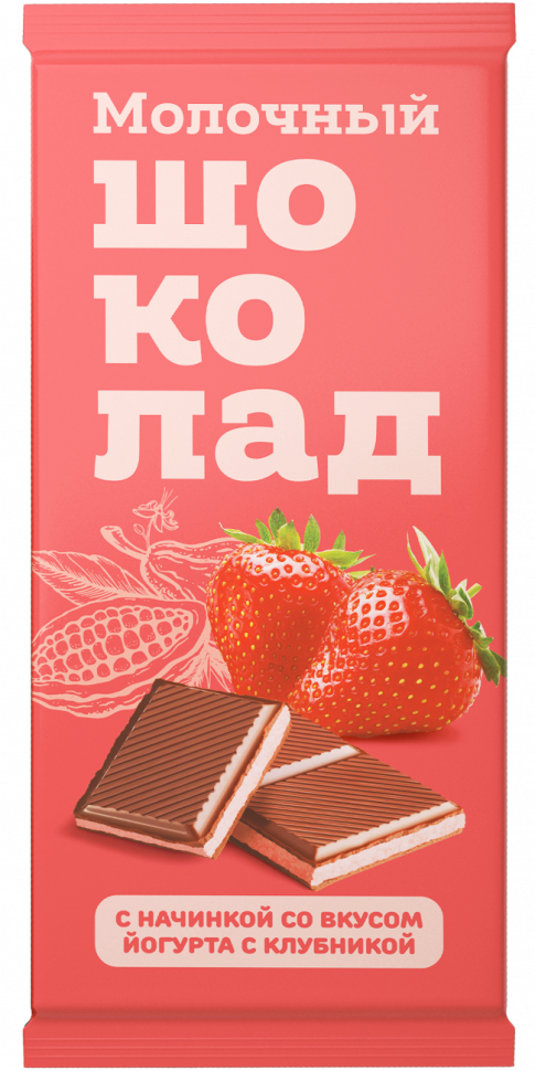  Меренга Шоколад молочный с начинкой Йогурт-Клубника,(блок 24шт по 80г)   в Тобольске