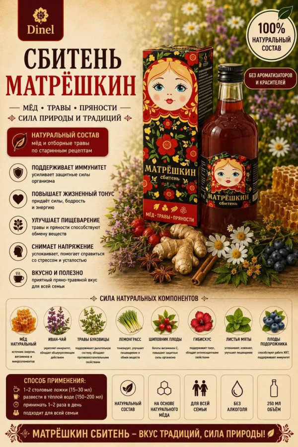 №3 Сбитень Матрёшкин, 250мл  в Тобольске