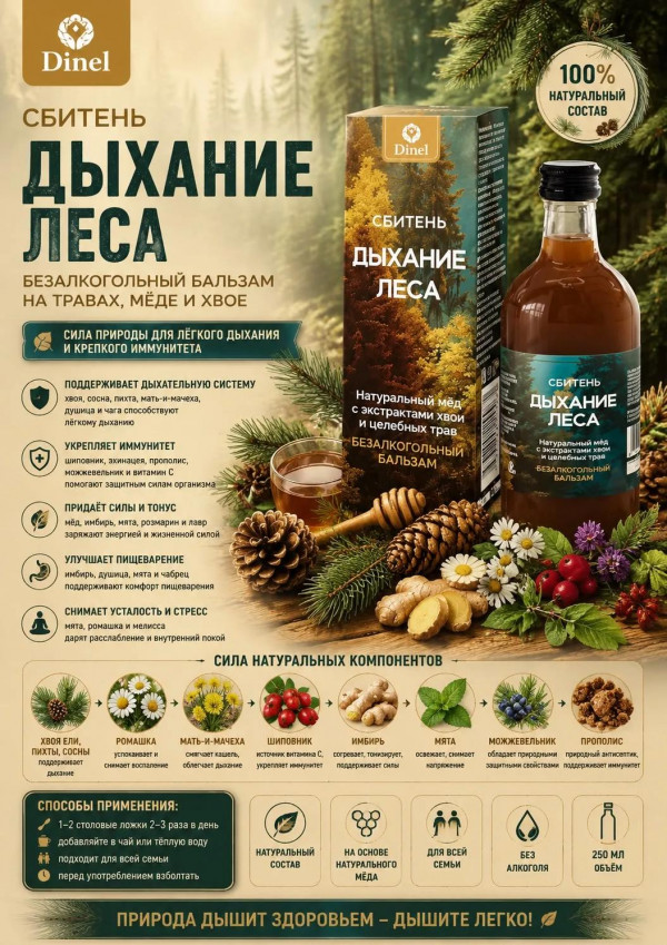 №3 Сбитень Дыхание леса, 250мл  в Тобольске